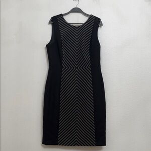 J. Crew Black and Gray Chevron Midi Dress